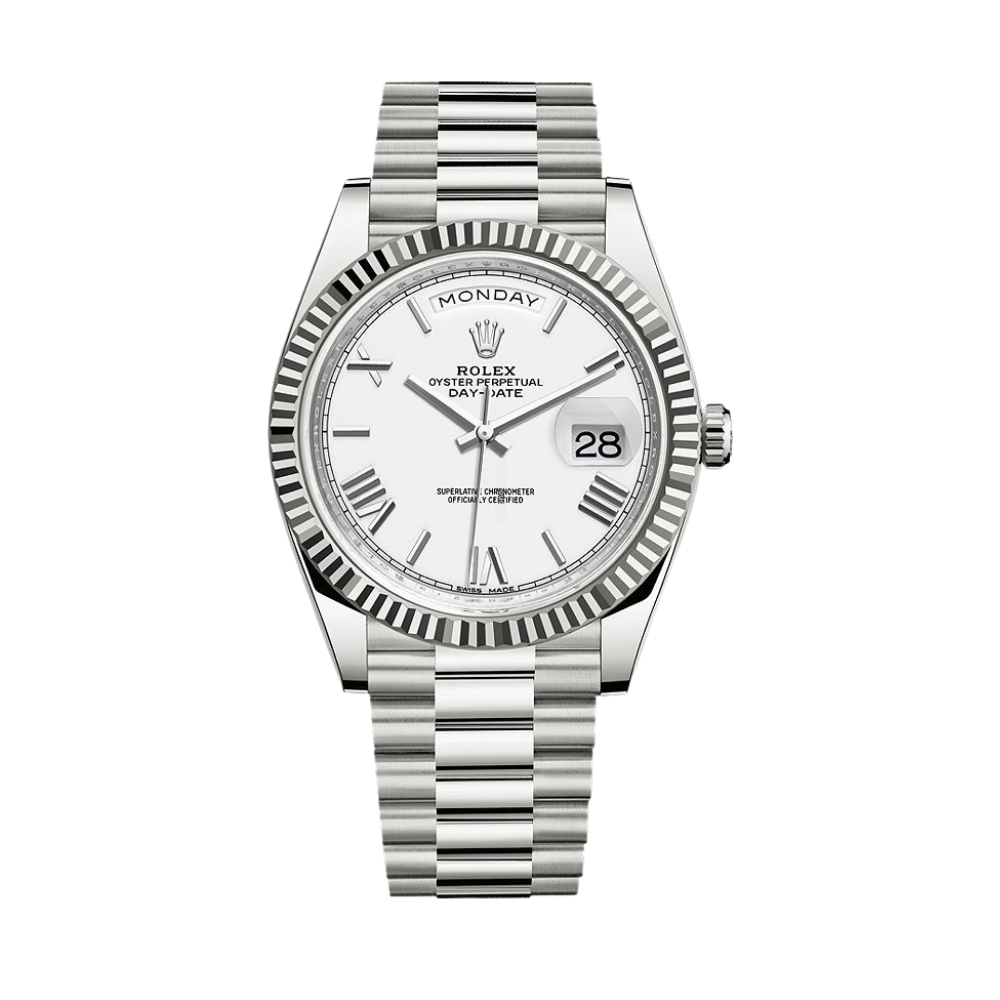 Rolex Day-Date 40MM Or Blanc Et Cadran Blanc President Ceinture